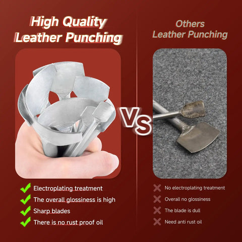 Comparison of high quality 7 Piece Pro Grade Leather Craft Tools Arc Shaped Quarter Circle Punch Set with competitor tools