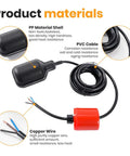Plugless Float Switch IP68 Rated Automatic Water Level Controller with PP shell, PVC cable, and copper wire