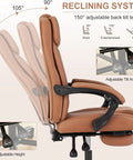 Boss Level Comfort Reclining Office Chair With Footrest For All Day Comfort showcasing recline angles and adjustable tilt.