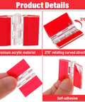 Self Adhesive Cabinet Hinges Set For Wooden Boxes And Small Furniture in red, showing premium acrylic material and 270° rotation.