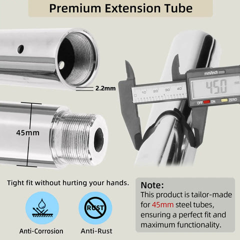 Heavy Duty Pole Dance Extension Pole 9.8 Inch 250mm For 45mm Poles, Easy Install, Smooth Connection, Rust Resistant Chrome Plated Steel