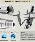 Pole Dance Extension Pole For 45mm Poles - 500mm Pro Grade Height Adjustable, showing anti-rust chrome steel and measurement details