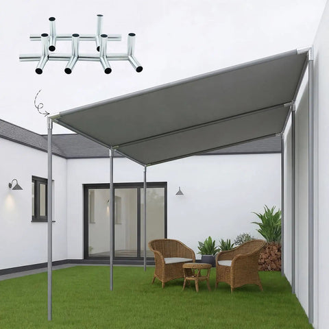 Six Pack Lean-To Canopy Fittings for 1 3/8 Inch Pipes, DIY Carport Frame Connectors Kit for Slant Roof Projects - Fits 1 5/16 to 1 5/8 Inch Pipes, Perfect for Carports, Sheds, Gazebos, Greenhouses (Pipes Not Included)