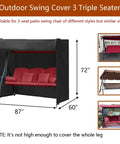 Rugged Outdoor Swing Cover For A 3 Seat Hammock And Patio Furniture Waterproof All Weather Protection 87 Inch Long 60 Inch Wide 72 Inch High Windproof UV Shield For Porch Gliders And More.