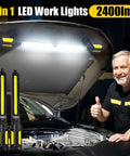 Magnetic LED Work Light for Mechanics With 2400LM Brightness, 4400mAh Rechargeable Battery mounted under car hood