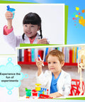 Kids using 30 Piece Science Test Tubes Set With Clear Plastic Tubes Caps Paint Cups Storage Stand And Droppers For Kids.