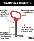 1/2 By 3-5/8 Inch Clevis Pin Hitch With Rubber Coated Handle And Clip For Tow Trailers, Lawn Tractors, UTVs And ATVs