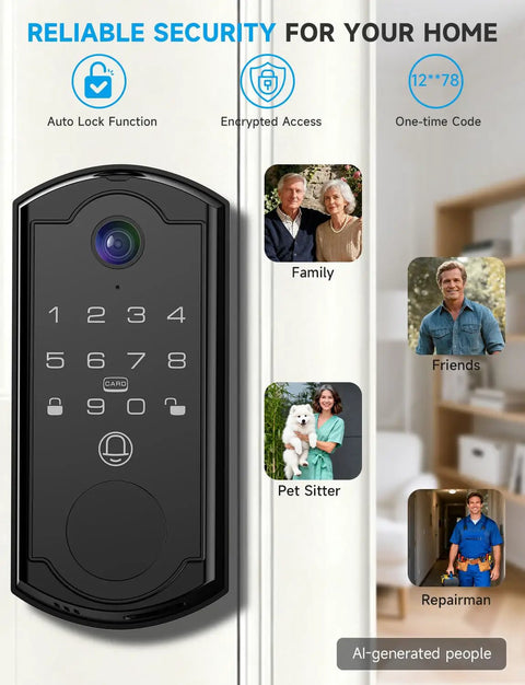 Top Tier Smart Door Lock With Built In Camera And Fingerprint Keypad Serving Up Crisp 780P Video Doorbell Footage For Easy Two Way Chat Plus Frictionless Keyless Entry Auto Lock For Your Front Door