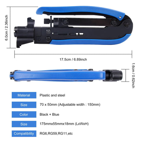 Pro Grade Coaxial Compression Tool Kit With Rock Solid Rg6 Rg59 Rg11 F Connector Crimping Pliers And Quick Stripper For No Sweat Tv Cable Installations At Home Or Job Site