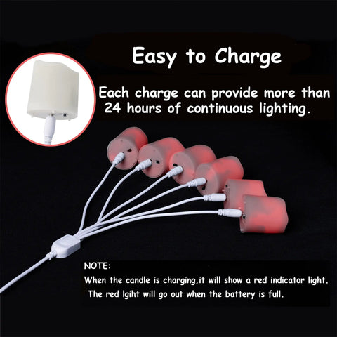 Rechargeable Flameless Tea Lights With Timer And Remote 12 Pack Flickering LED Votive Candles charging with USB cables