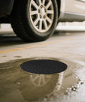 Heavy Duty Iron Floor Drain Cover For Garage Use 8 Inch Floor Strainer With Rust Resistant Powder Coated Finish Thick 1/5 Inch Steel