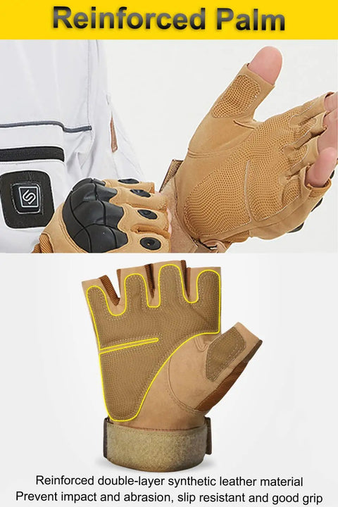Rugged Tactical Fingerless Gloves For Men With Hard Knuckles And Reinforced Palm Built For Maximum Tactility And Durability shown in beige.