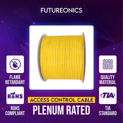 All In One Access Control Cable For Plenum Install Yellow 500 Ft 18 AWG 4C Power Plus 22 AWG 4C Reader Spool