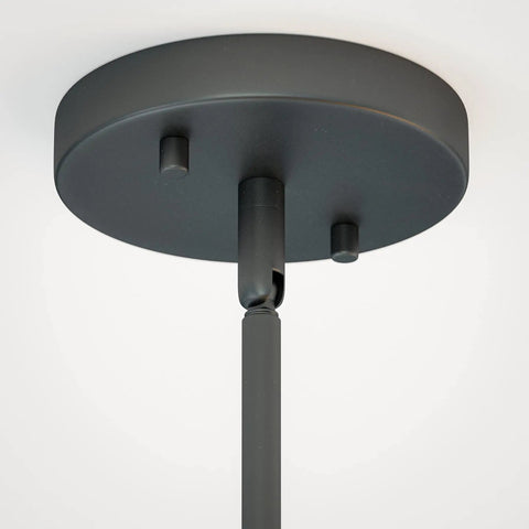 Close-up of mounting plate for Pan 1 Light Pendant In Black With Round Milk Glass Shade And Black Stripes For Modern Home Lighting
