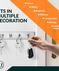 Wall Mounted Key Rack With Four Hooks, Steel And Wood Key Holder For Keys And Small Essentials, White Modern Home Organizer for door