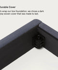 Queen Mattress Foundation Box Spring Alternative With No Sweat Assembly And 7 Inch Height Provides Rock Solid Bed Support For Hybrid Or Memory Foam Bed Frames Built Tough For Comfort And Style showing dark grey woven cover corner detail.