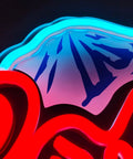 Beer Neon Sign LED Bar Light For Man Cave And Home Bar Decor Mountain Pattern close-up with red and ice blue glow