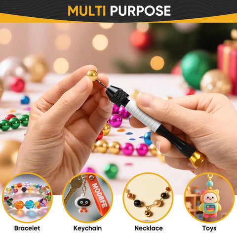 Hand holding Pin Vise Hand Drill Kit With 22 Piece Micro Drill Bits Set 0.6mm To 2.5mm for jewelry making and crafts.