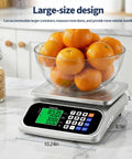 Large Digital Kitchen Scale With 66Lb Capacity And 30Kg, 0.05oz Per 1g Precision, displaying oranges in glass bowl