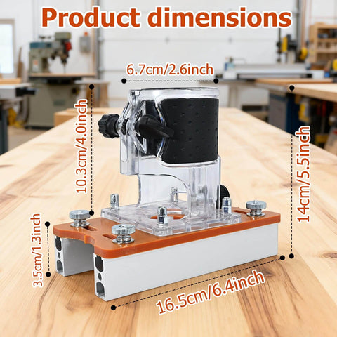 Pro Grade 2-In-1 Router Jig For Slotting And Positioning, Heavy Duty Aluminum Adjustable Bracket with dimensions labeled