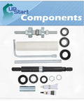 Rock Solid Tub Bearing Installation Tool With Oem Style Tub Seal And Bearing Kit Compatible With WTW7300XW2 Washing Machine components laid out for installation.