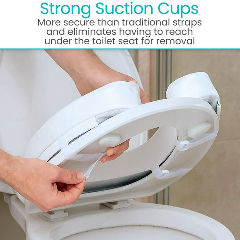 Hands installing Ultra Soft Toilet Seat Cushion Donut Pad For Comfort And Support In Elongated And Standard Seats Easy Clean Foam Riser