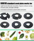 Seed Plate Set 60009 and 60010 for Garden Seeder, 12 Pack shown with vegetables for use with standard seeder tray