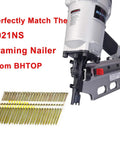 Rugged 3 Inch Framing Nails For 21 Degree Framing Nailer Smooth Shank Plastic Collated 1000 Count Box shown with nailer