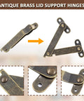 Top Shelf 6 Piece Folding Lid Stay Hinges Retro Bronze Finish For Wooden Jewelry Boxes Craft Cabinets Solid hardware.