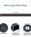 Beefy 16 Outlet Metal Power Strip With 10ft Cord Wall Mountable Garage Shop Power Strip With Switch For Workbench Industrial