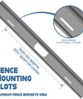 Fence mounting slots view showing dimensions and spacing for Top Shelf 32 Inch Deluxe Router Table Fence With Rock Solid Aluminum L Backer.