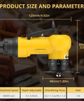 Mini Pneumatic Chamfering Tool With Ten C And Ten R Blades Steel Beveler Machine dimensions showing size parameters.