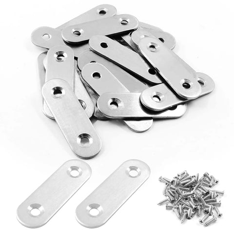Heavy Duty Straight Corner Braces Forged From Top Shelf Stainless Steel Metal Frame Anchors, 24 pack with screws.