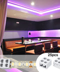 25 Pack Solderless 2 Pin LED Tape Light Connectors Screw Down Terminal Block Tape To Wire For 5V 12V 24V shown in use with purple lighting