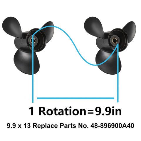 9.9 Inch Diameter 13 Pitch Boat Propeller With 10 Spline Aluminum OEM Upgrade Built Tough For Mercury 25 to 30HP And Tohatsu Nissan 3R0B645270 9 7 8 Inch Gearcase Right Hand 3 Blade