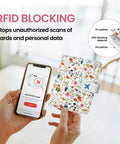 RFID Blocking Passport Holder With Magnetic Closure For Easy Access Leather Travel Wallet Case For Women And Men in floral design