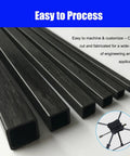 Top Shelf Pultruded Carbon Fiber Square Tube One Meter Long, versatile for DIY projects and engineering, showcasing lightweight structure.