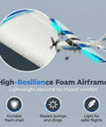 Image of Beginner Friendly 2.4GHz RC Plane With 3 Axis Gyro, highlighting lightweight EPP foam body and LED wing lights for stable flight.