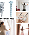 Built Tough Zinc Self Drilling Drywall Anchors Kit with 10 No 8 x One and a Quarter Inch Screws for curtain rods installation