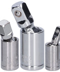Dang Solid 3 Pc Universal Joint Socket Adapter Set With Chrome Vanadium Steel For 1 4 3 8 And 1 2 Inch Ratchets Built Tough For Impact Driver Repair And Heavy Duty Mechanics Jobs That Need Swivel Extension Precision.
