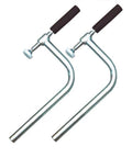 3/4 Inch Duo Nordic Holdfast Pair Heavy Duty Woodworking Bench Accessory with steel frame and rubber grip handles.