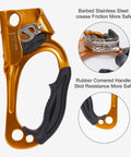 Left And Right Hand Ascender For Rope Climbing Aluminum Gear With Rubber Handle and Barbed Stainless Steel Cam for Safety