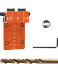 Solid Aluminum Dowel Jig Kit With Laser Cut Witness Mark And Depth Scale For Precise Drilling Half Inch Pro Grade Self Centering Dowel Jig Kit With Cobalt M35 Drill Bit