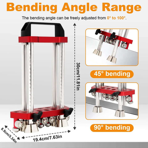 Pro Grade Sheet Metal Bender Tool With 2 Station Design For Roofing And Fabrication, Adjustable 0 To 100 Degrees With Depth Gauge