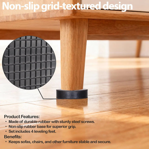 Beefy M8 Rubber Adjustable Leveling Feet Heavy Duty 2 Inch Base Diameter Furniture Levelers under table leg