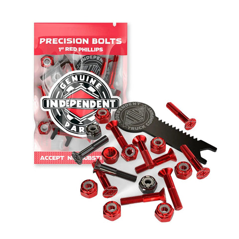 Phillips Hardware Kit For Skateboard Trucks 1 Inch Red Black With Tool Durable Independent Style screws nuts washers