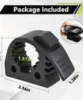 Rugged Truck Shovel Holder With Quick Release Rubber Clamp Mount Kit showing dimensions and rubber flexibility detail