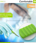 Disposable Scalpel Blades Pack Of 10 Sharp Tempered Stainless Steel With Plastic Handle Individually Wrapped Sterile No 11 For Dermaplaning Crafts And More Heavy Duty Easy Grip, green handle close-up