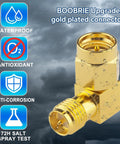 Dope Upgraded SMA Right Angle Connector 90 Degree Adapter Twin Pack SMA Male To RP-SMA Female Coax RF Connector gold-plated