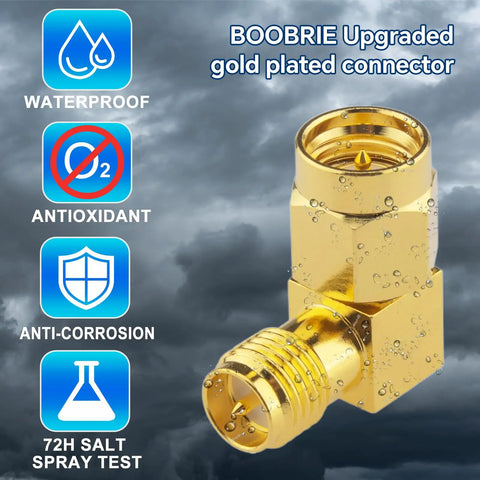 Dope Upgraded SMA Right Angle Connector 90 Degree Adapter Twin Pack SMA Male To RP-SMA Female Coax RF Connector gold-plated